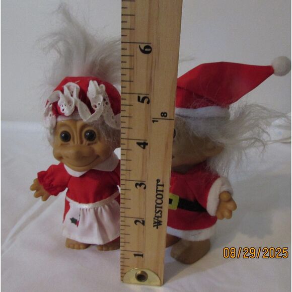 Vintage Christmas troll dolls 1990's Mr. & Mrs. Claus Santa Claus Christmas red - Picture 5 of 7